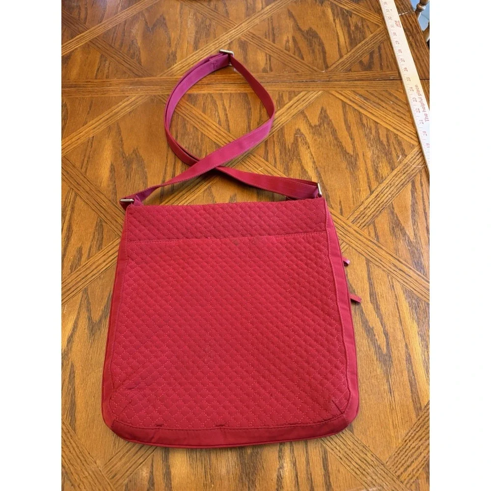 Vera Bradley Triple Zip Crossbody Bag Womens Medium Red Quilted Polyester